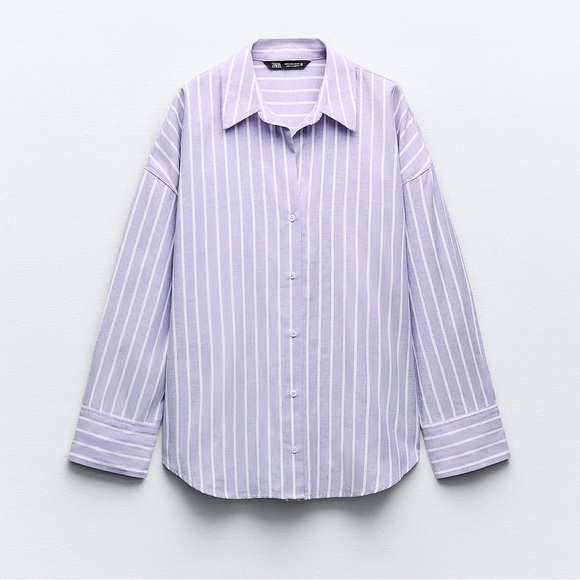 ZARA Striped Oxford Shirt - Picture 1 of 4
